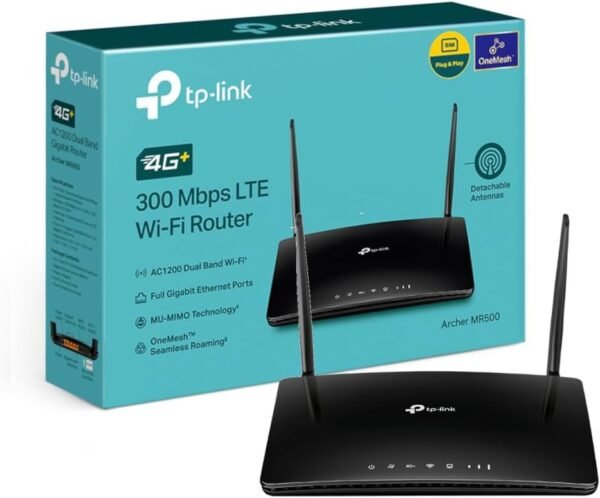 TP-Link AC1200 Mbps 4G+ Cat6 Wireless Dual Band Gigabit Router, 4G Network Nano SIM Slot Unlocked, with MU-MIMO technology, No Configuration required, Guest & Parental Control (Archer MR500)