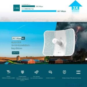 TP-Link CPE710 | 5GHz AC 867Mbps Long Range Gigabit Outdoor CPE for PtP and PtMP Transmission | Point to Point Wireless Bridge | 23dBi | Passive PoE Powered w/Free PoE Injector | Pharos Control