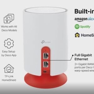 TP-Link Deco Voice X20 AX1800 Whole Home Mesh Wi-Fi 6 System with Alexa Built-In, Dual-Band Wi-Fi, Gigabit Ports, Coverage up to 4000 ft2 ,1.5 GHz Quad-Core CPU, HomeShield Security, Pack of ONE