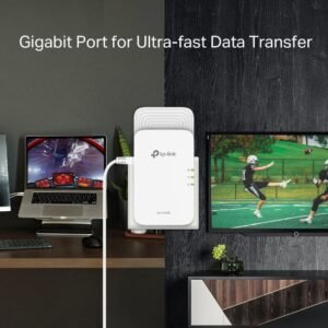 TP-Link Wireless G.hn2400 Powerline AX1800 Wi-Fi 6 Kit, Range Extender/Wi-Fi Booster/Hotspot, Extra Power Socket, 1+2Gigabit Ethernet Ports, Ideal for 8K HD and gaming, Plug and Play | PGW2440 KIT