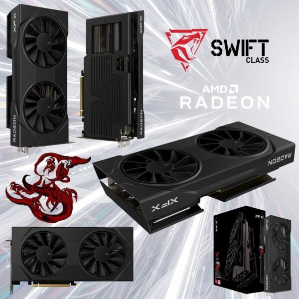 XFX Swift AMD Radeon RX 9060 XT OC Gaming Edition 8GB GDDR6 Graphics Card With 3320MHz Boost Clock, 20Gbps Memory Speed, Dual-Fan Cooling, PCI-E 5.0, DP 2.1 & HDMI 2.1 Outputs | BLACK ~ RX-96TSW8GBQ