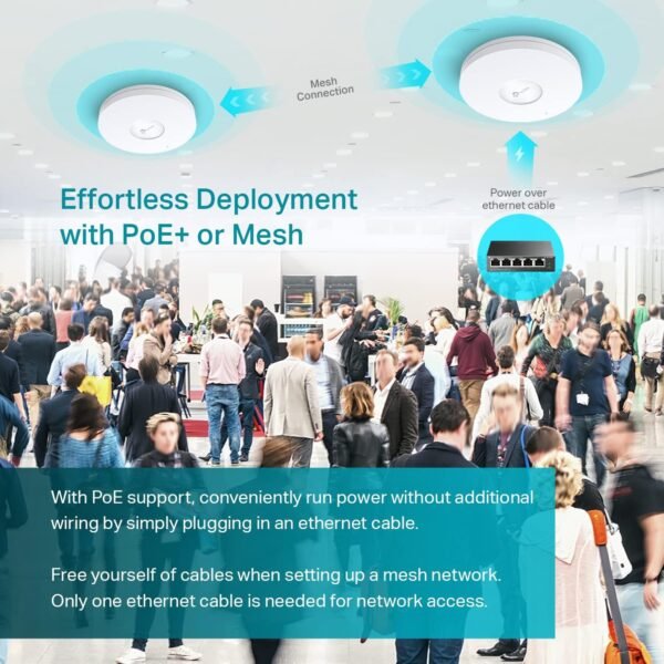 2026/01/1000399247.jpg TP-Link EAP613 Wireless Access Point w/o DC Adapter | Ultra-Slim | Omada True Wi-Fi 6 AX1800 | Mesh, Seamless Roaming, WPA3, MU-MIMO | Remote & App Control | PoE+ Powered | Multiple Controller Options